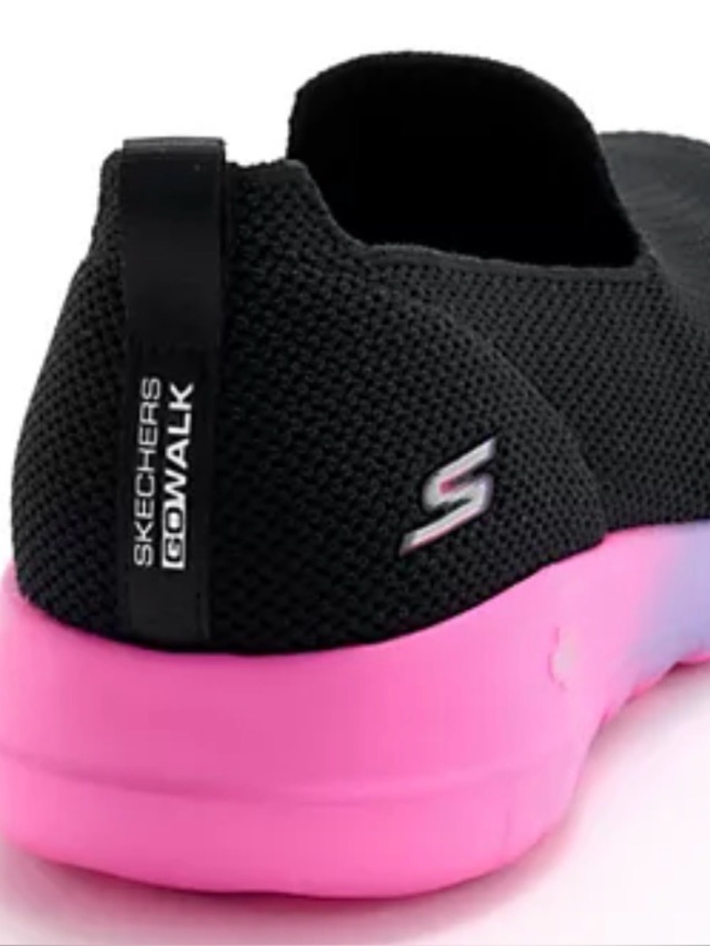 Skechers Women's Black Slip-On Sneakers with Pink and Lavender Gradient Sole - Picture 5 of 10